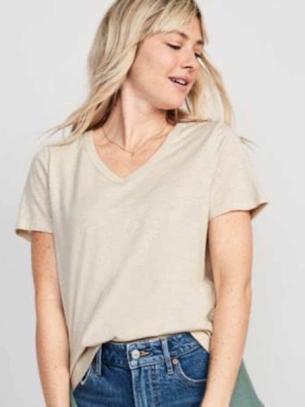 Old Navy Women's V-Neck Short Sleeve Top Cream - Size XL
